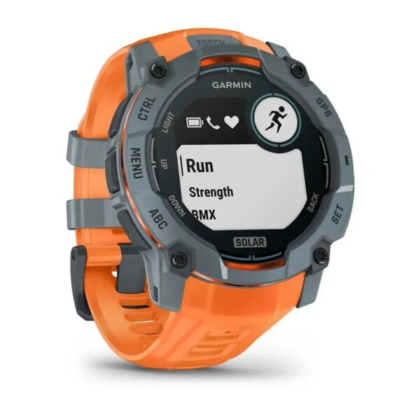 Garmin Instinct® 3 Solar 45mm/50mm GPS Relojes inteligentes de aventura — 50 MM / Gris con correa naranja