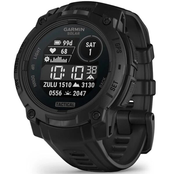 Garmin Instinct® 3 Tactical Edition 45/50mm Solar GPS Reloj inteligente de aventura — 45 MM / Negro con correa negra