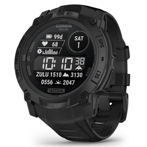 Garmin Instinct® 3 Tactical Edition 45/50mm Solar GPS Reloj inteligente de aventura — 50 MM / Negro con correa negra