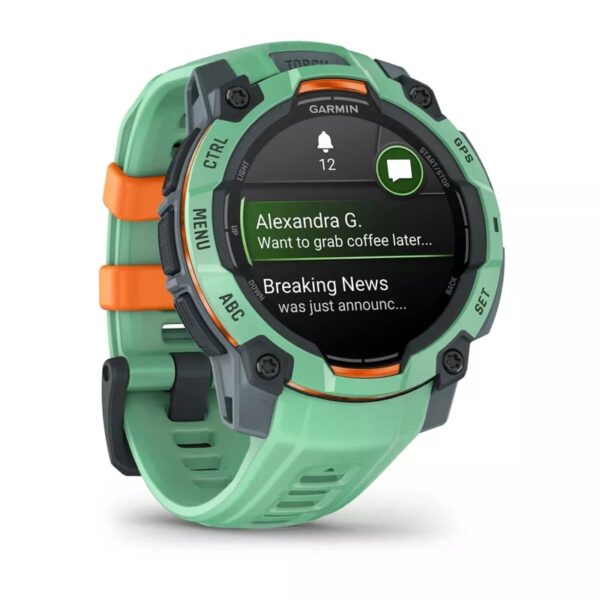 Garmin Instinct® 3 45mm/50mm Pantalla AMOLED GPS Relojes inteligentes de aventura — 45 MM / Verde con correa verde