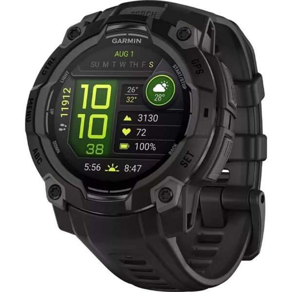 Garmin Instinct® 3 45mm/50mm Pantalla AMOLED GPS Relojes inteligentes de aventura — 45 MM / Negro con correa negra