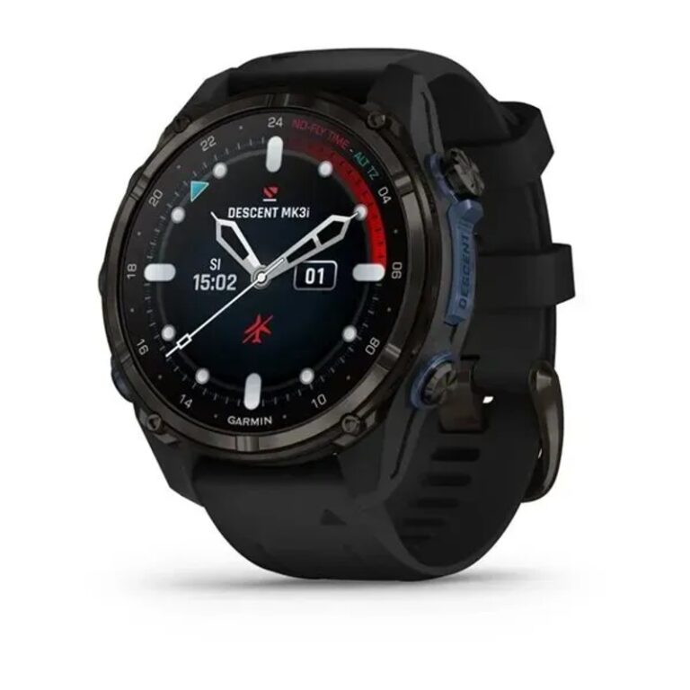 Garmin Descent™ Mk3i 43mm GPS Buceo e inmersión Reloj inteligente — Titanio con revestimiento de DLC gris carbón con correa de silicona negra