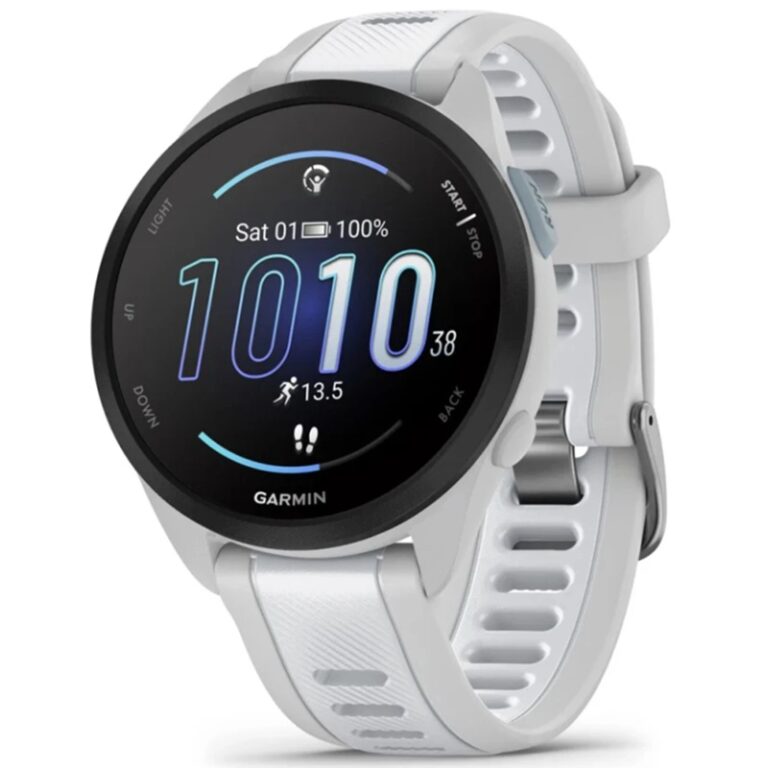 Garmin Forerunner® 165 Music 43mm GPS Reloj inteligente con música para correr — Blanco