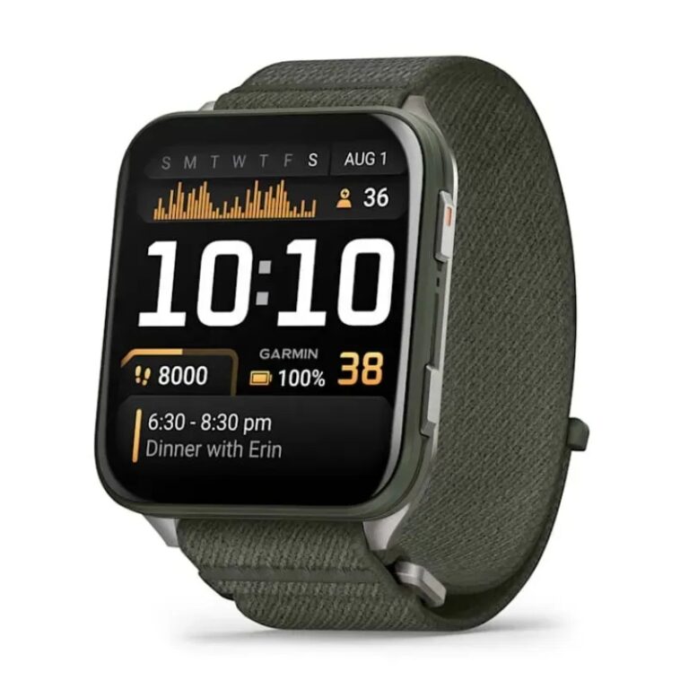 Garmin Venu® X1 Correa de nailon ComfortFit Fitness y bienestar Reloj inteligente — Verde con caja de titanio y correa de nailon ComfortFit en verde