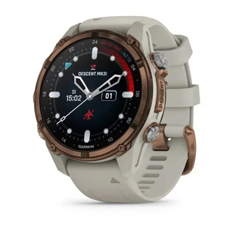 Garmin Descent™ Mk3i 43mm GPS Buceo e inmersión Reloj inteligente — Titanio con revestimiento de PVD en bronce con correa de silicona en gris